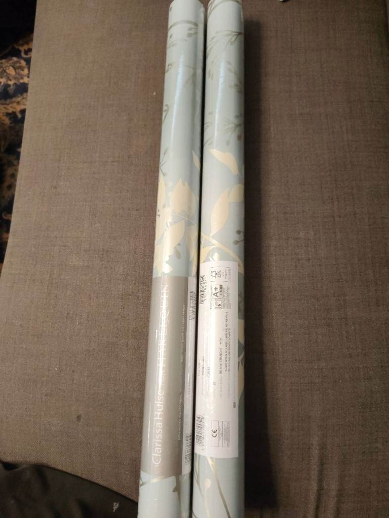 Two Rolls of Brand New Floral Wallpaper – Light Blue Pattern