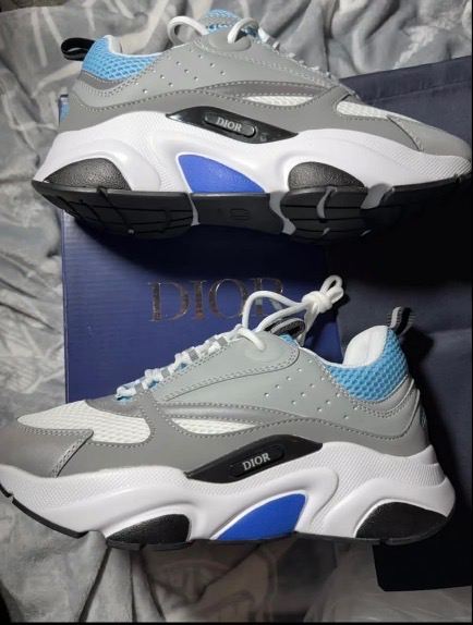 Brand new Dior Men's Trainers – Grey, Blue & White, Hardly Worn