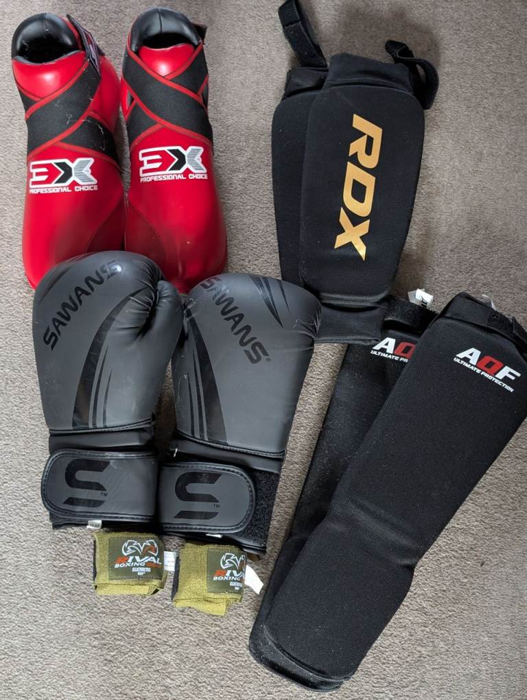 Set of kickboxing and MMA gear