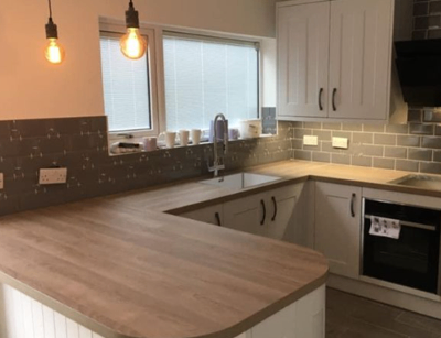 Brand New Wrens Oak Lodge Luxury Laminate Worktops still in wrapping. Various pieces available.