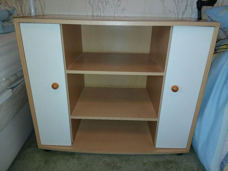Wooden TV Unit with Storage – Good Condition