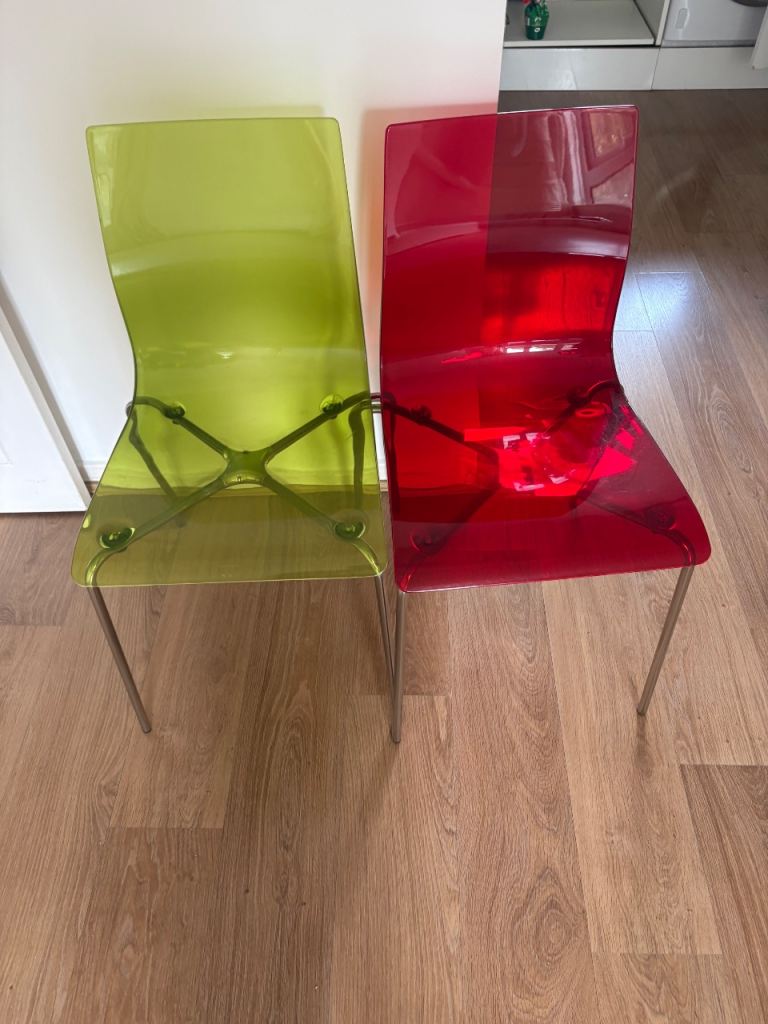 Pair of Modern Translucent Dining Chairs - Good Condition