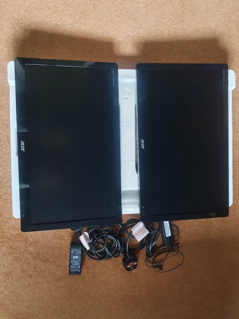 Acer computer monitors x 2  with power cables 