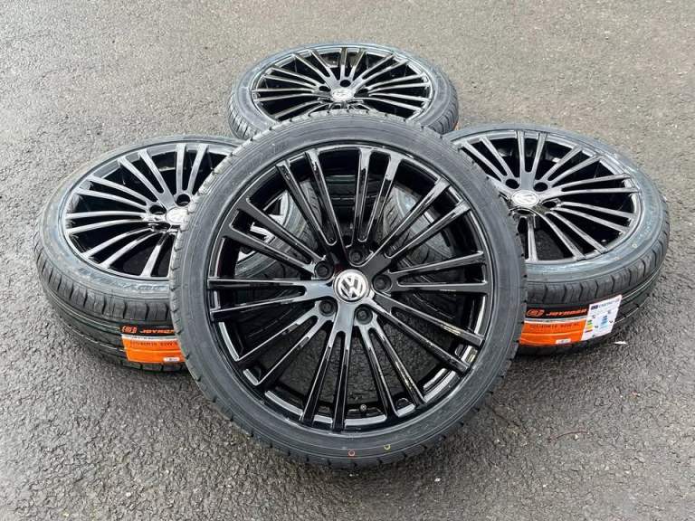 *Refurbished* Genuine 18" VW Golf Mk5 R32 Zolder Alloy Wheels & Brand New Tyres 5x112 Gloss Black