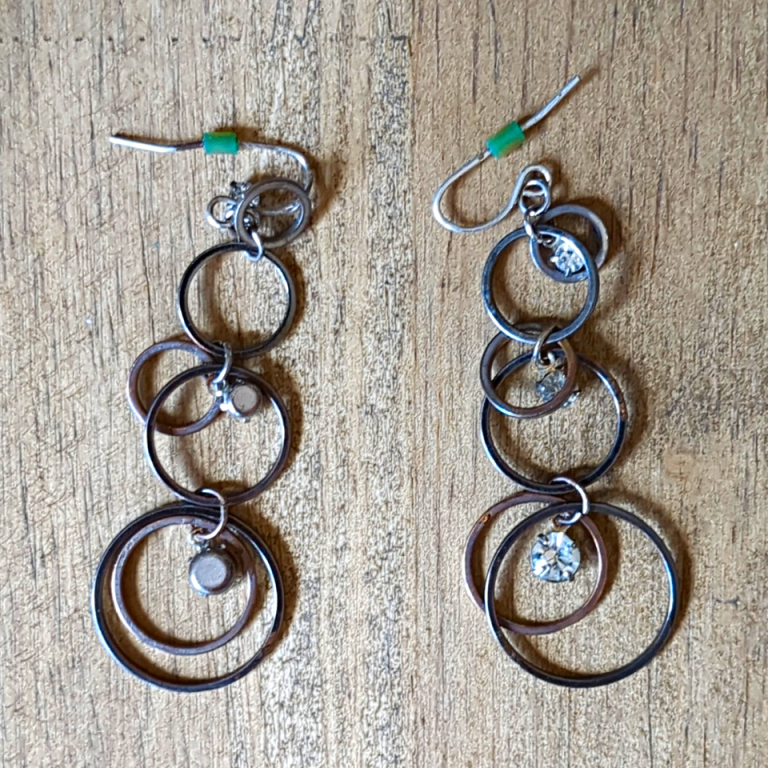 Stylish Silver Tone Metal Dangle Drop Hook Earrings with Clear Round Crystal  