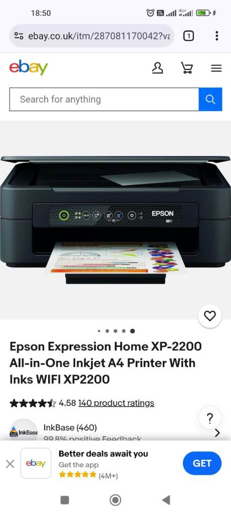 Epson printer model XP 2200