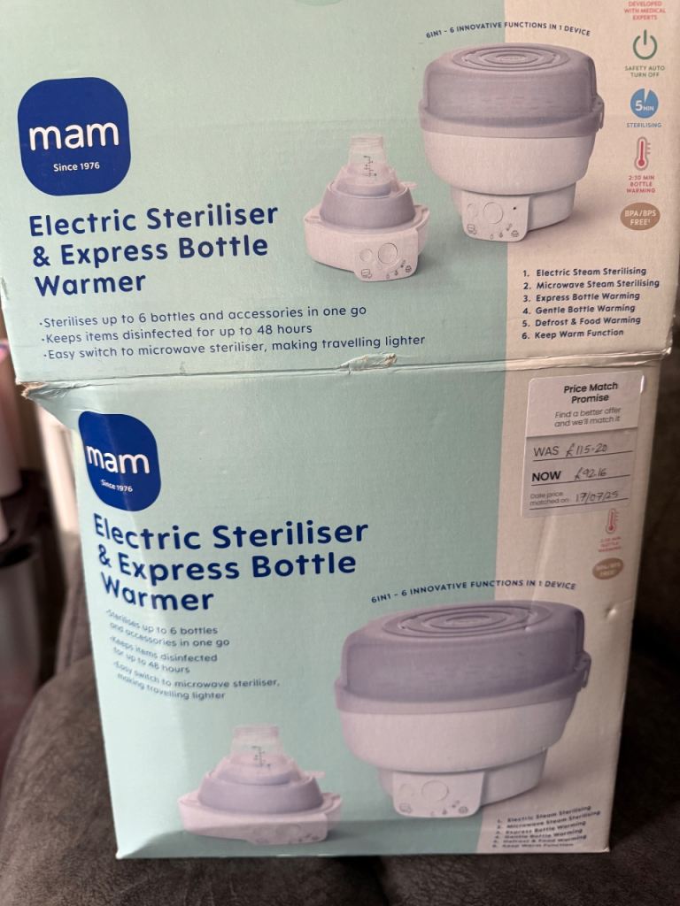 Mam bottle sterilised and steamer