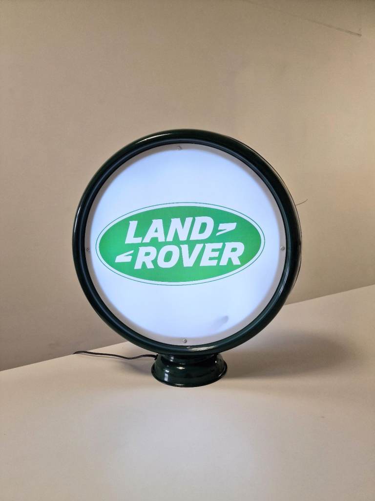 New Land Rover Round Double-Sided Globe Light – Illuminated Garage, Man Cave & Automotive Display