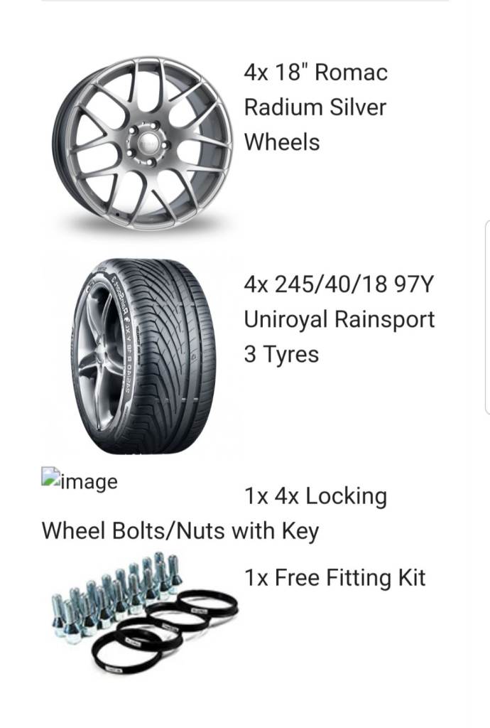 Romac Radium Alloy Wheels x4 with Uniroyal Rainsport 245/40/18 Tyres x4 for Audi A4 B8 08-15 new!