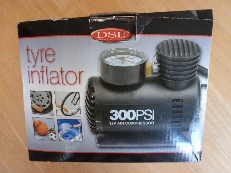 DSL 300psi 12v tyre inflator with sports ball and inflatables adaptors
