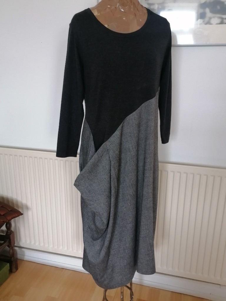 CREA CONCEPT Unusual Stylish Midi / Maxi Dress. Contrast Textures. Ex Cond Size : UK 10. EU 38. 