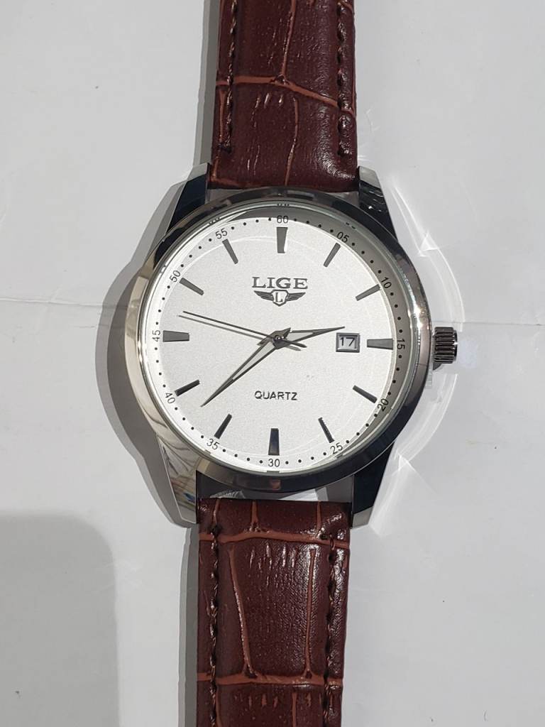 Men's wristwatch, leather strap, formal, LIGE