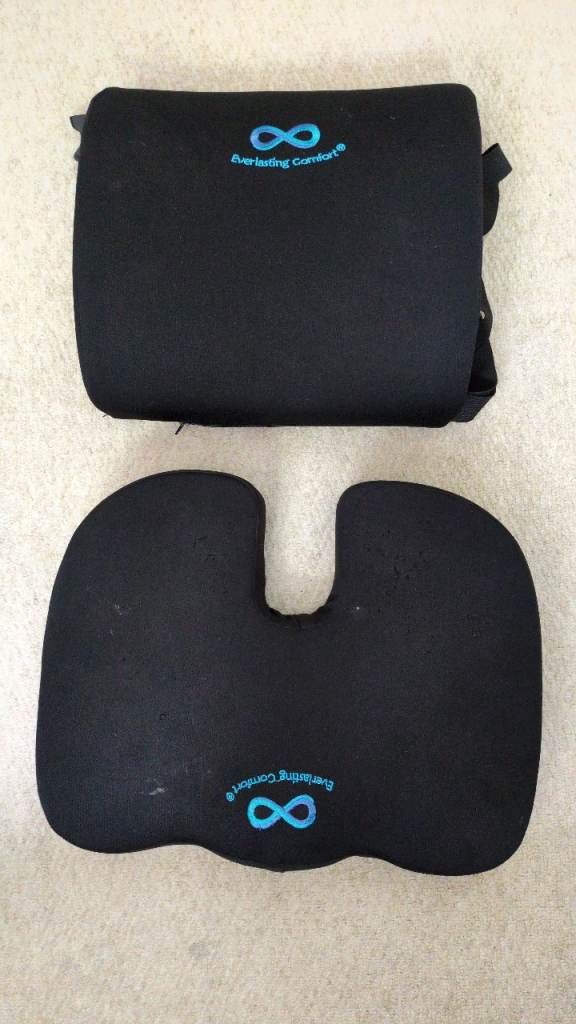Everlasting Comfort Seat Cushion & Lumbar Support Set – Black, Good Condition