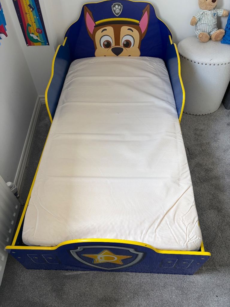 Paw Patrol Chase Toddler Bed with Mattress – Good Condition