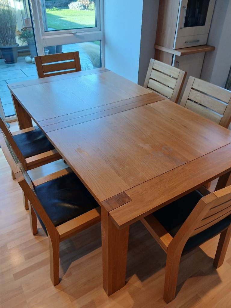 Solid Oak Dining Table and Chairs