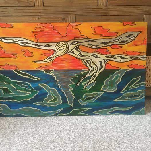 Large Abstract on Ply-Exclusive-Non repeat -signed-Titled -Evolution of flight- Mixed media