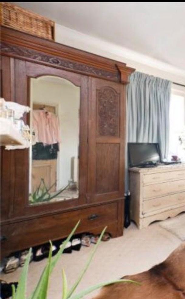 Beautiful Original Wooden Wardrobe with Mirror