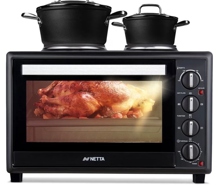NETTA Mini Oven with Hob – Brand New, Black