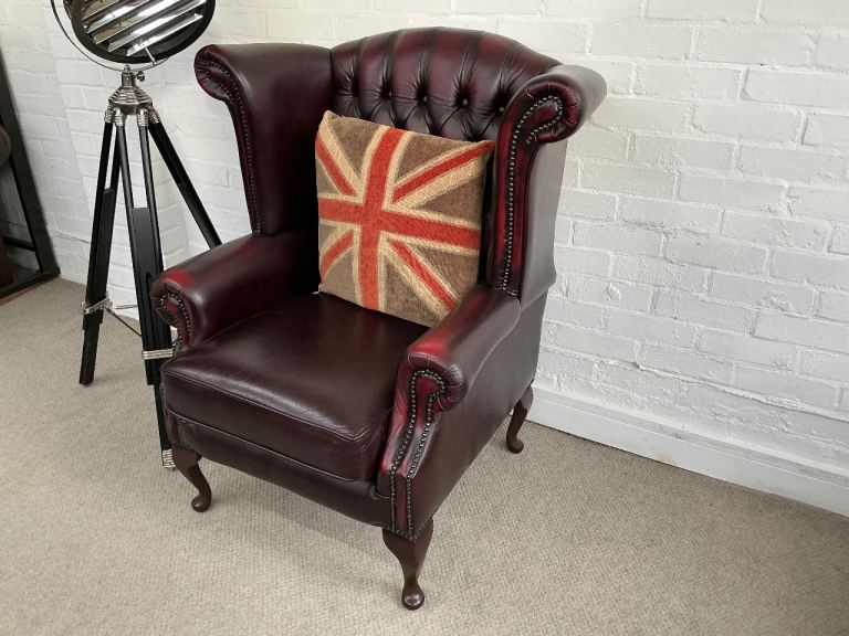 Thomas Lloyd Queen Anne Wingback Oxblood  Armchair.