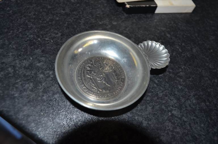 SILVER Vintage Lobhart St. Gallen HOLY WINE TASTER  – WITH COIN Fair Condition