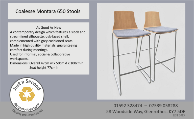 Coalesse Montara 650 Stools - Oak Faced, Grey Cushioned, As Good As New