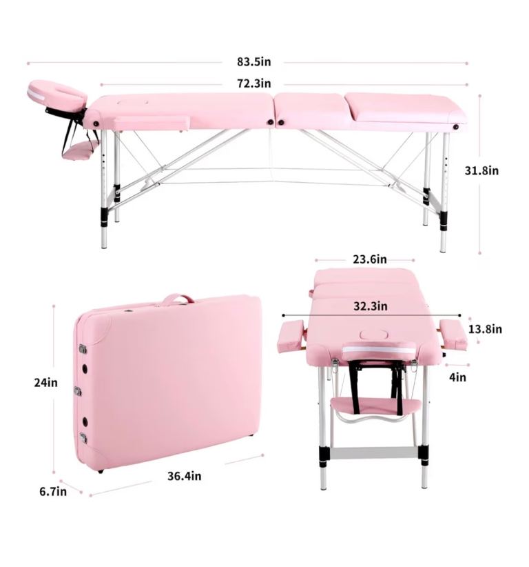 Foldable massage beauty treatment bed