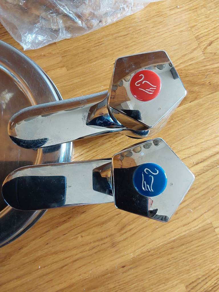 Chrome Swan Neck Basin Taps – Hot and Cold Pair, Good Condition