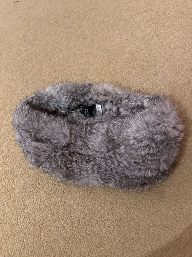 Brand new Feldur verkstæði rabbit fur grey headband ear warmer 