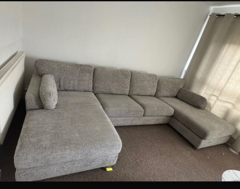 Large Grey U-Shaped Sofa – Good Condition