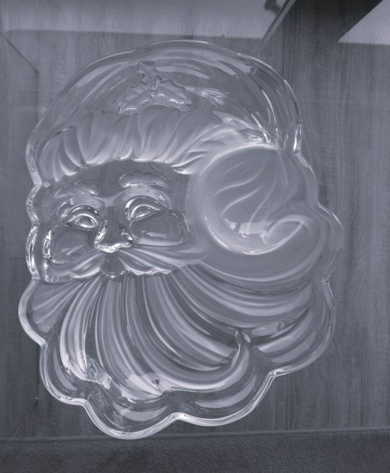 Gorham Crystal Santa Claus shaped Chip and Dip party serving platter.