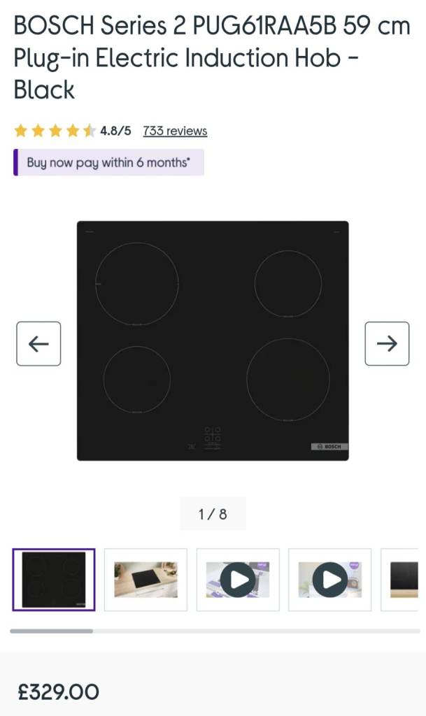 BOSCH Series 2 PUG61RAA5B 59 cm Induction Hob - Good Condition