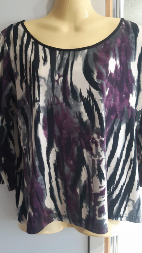 REFLECTIONS ~ Ladies Black / Purple Splattered Top ~ Size XL