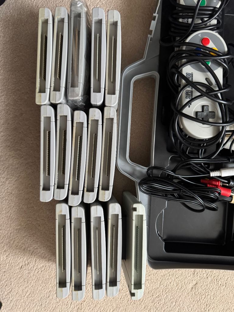 image for Super Nintendo console bundle with 16 cartridges (PALS) and 2 controllers