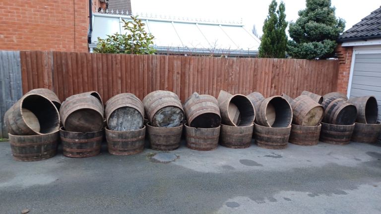 Large Hogshead Oak whiskey half barrels