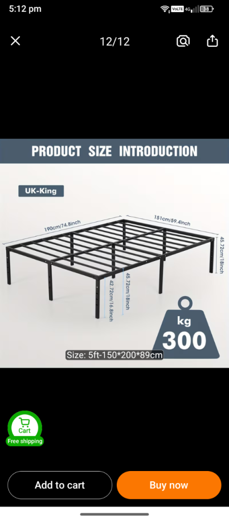 King Size Metal Bed Frame 