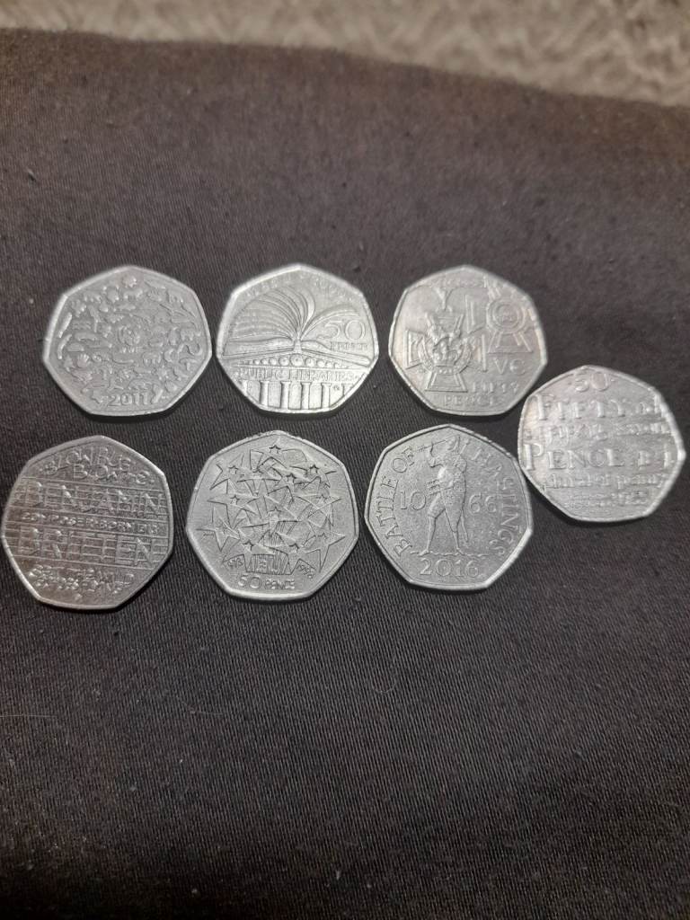 50p Coins Rare set of 7 , wwf , victoria cross etc