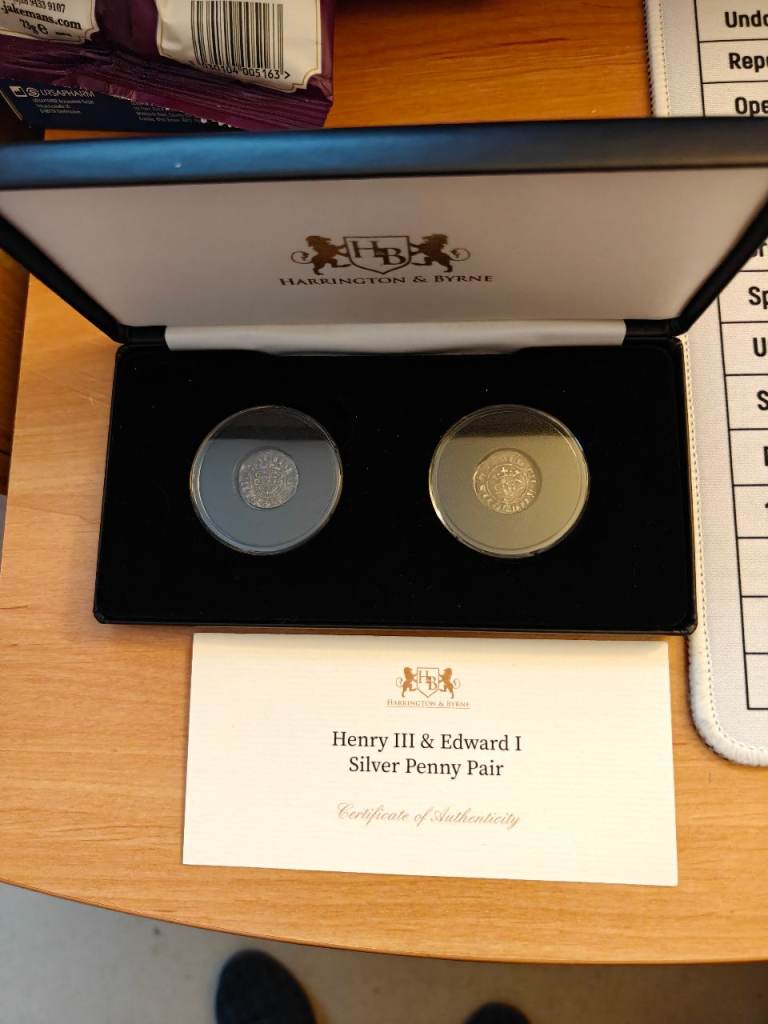 Henry III & Edward I Silver Penny Pair Boxed collectables with COA