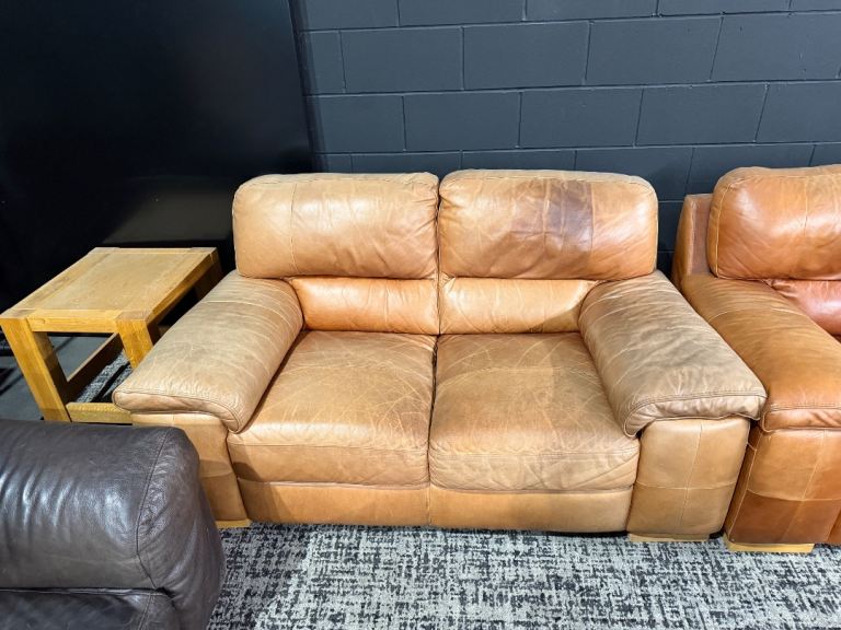 Free Genuine Tan Leather Sofa 