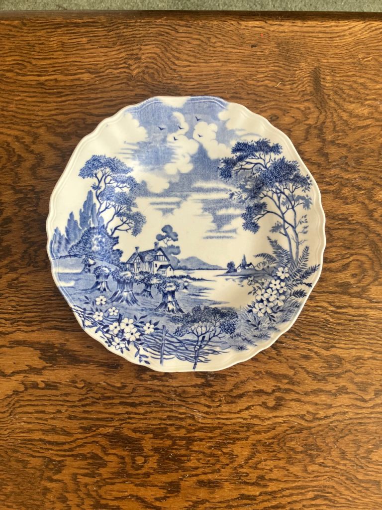 Vintage E.P. Co. Olde Avonvale Blue and White Plate