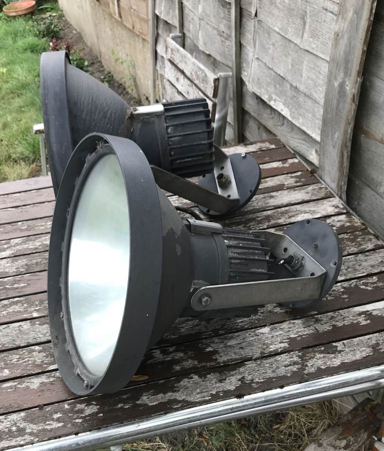 2x Bega 9450 large external floodlights in used condition , ideal for re-furb and re-use