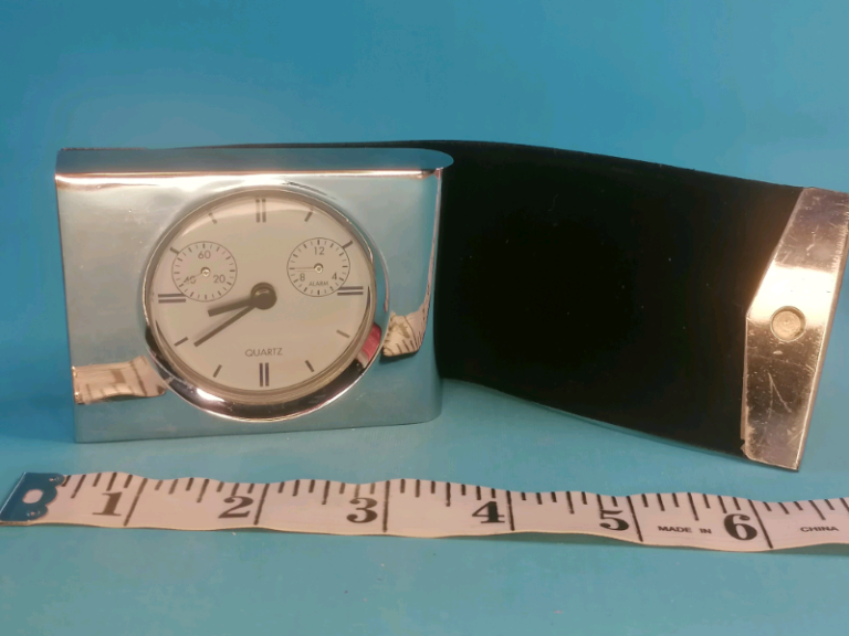 Marksman PF Products Quartz Alarm Clock AT&T Black Leather/Metal. 