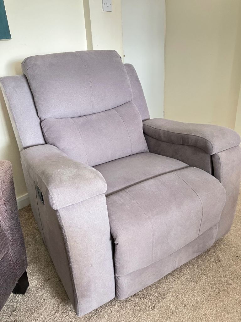 Very Comfy Modern Grey Manual Recliner Armchair from The Range with Cup holders