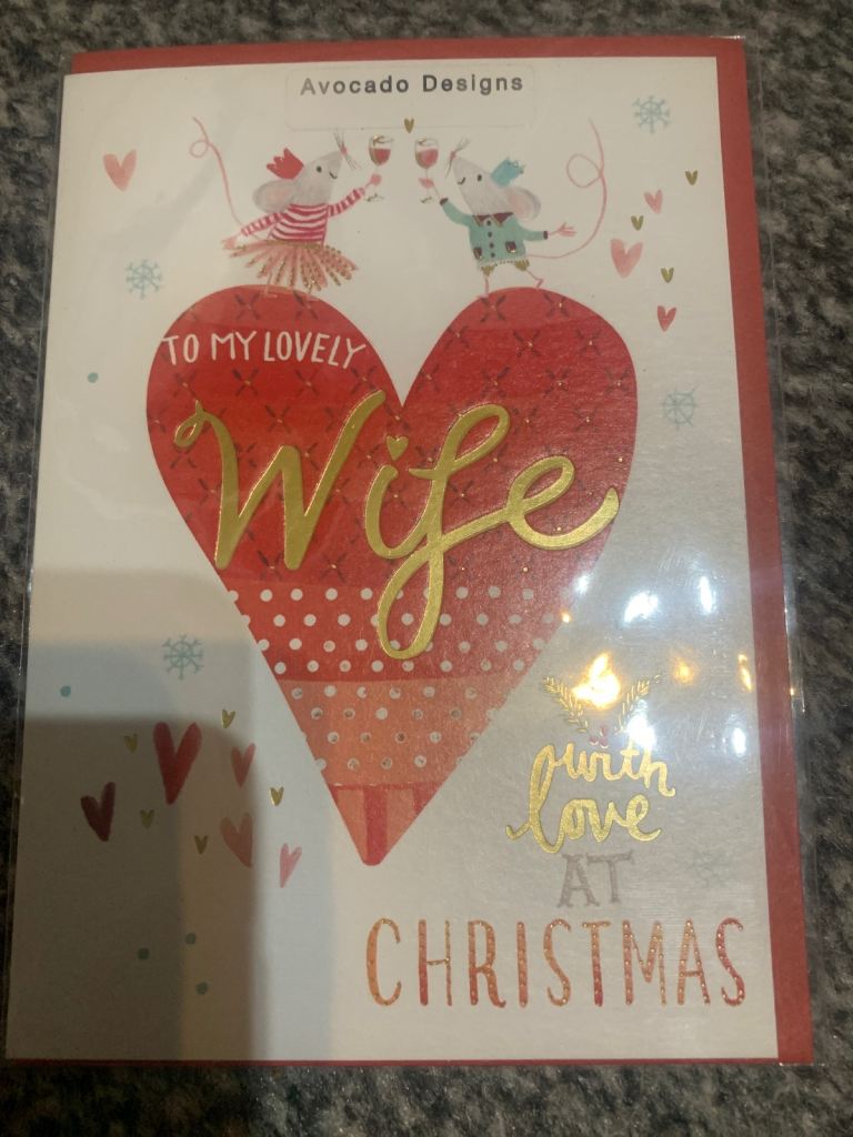 BRAND NEW WIFE CHRISTMAS CARD COST £1.89