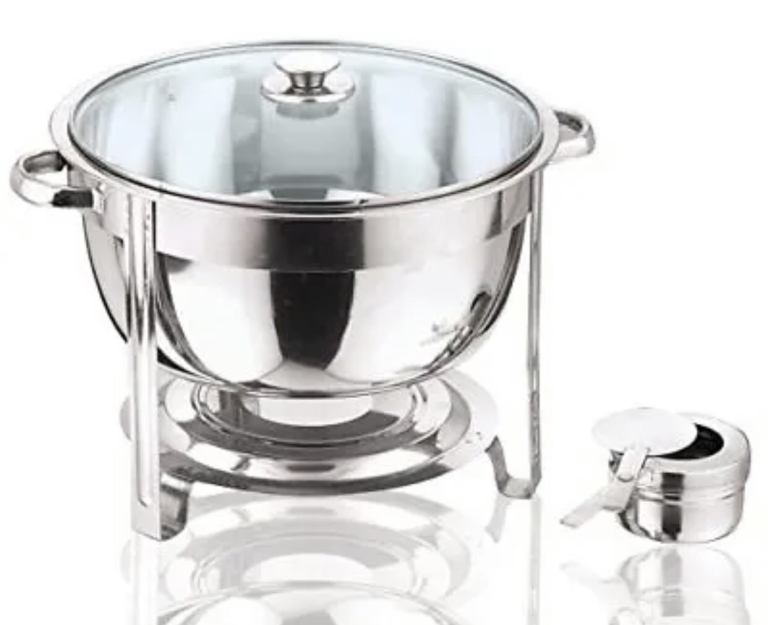 8.5 Litre Round Chafing Dish With Glass Lid - Other sizes available