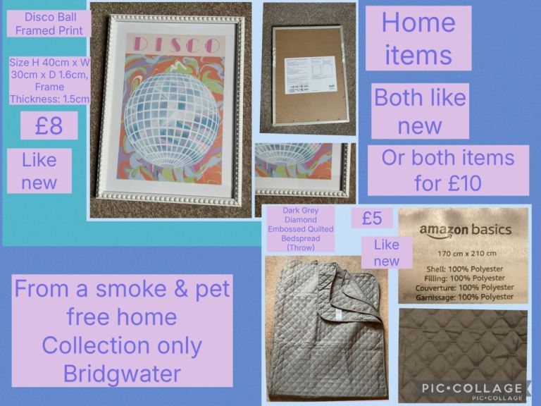 Bedspread (Throw) Disco Ball Framed Picture 