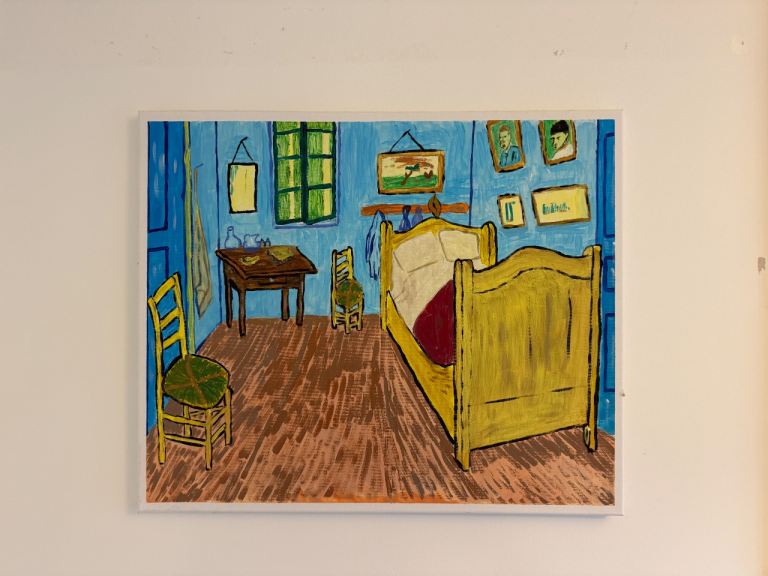 Original Acrylic Painting – 40×50 cm – Bright Bedroom Interior – Edinburgh Pickup