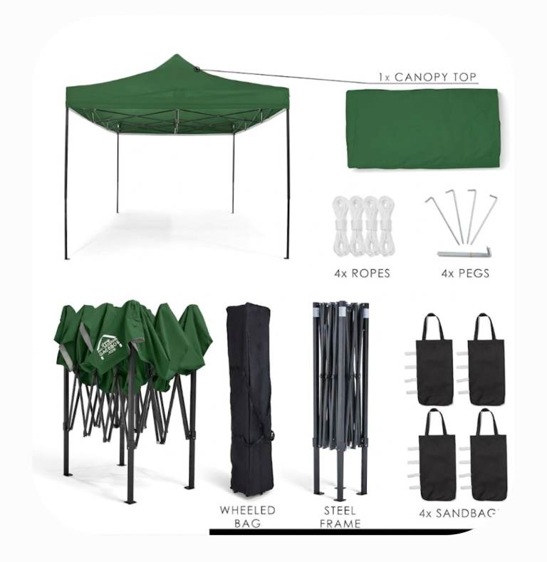 Green Pop Up Gazebo 3x 4.5 m with Steel Frame and Carry Bag