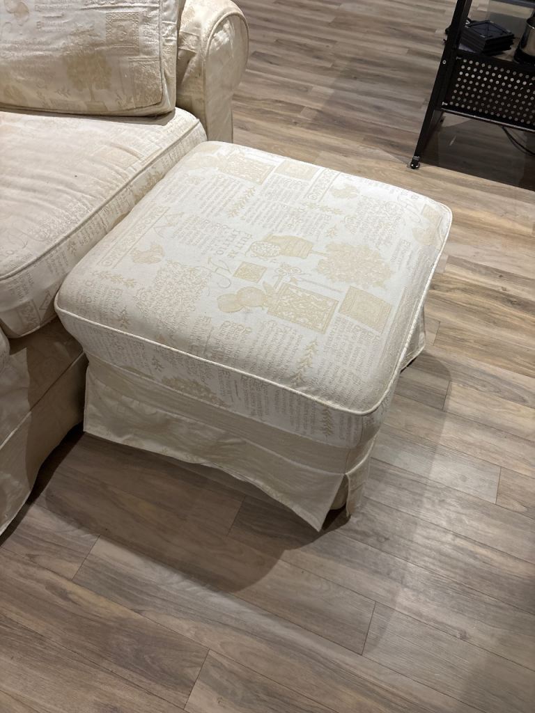Large 2 seater sofa with separate foot stool