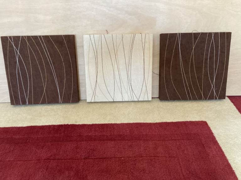 Three Box canvas Abstract pictures - Faux Suede - Please see my other items - happy to post - Thanks