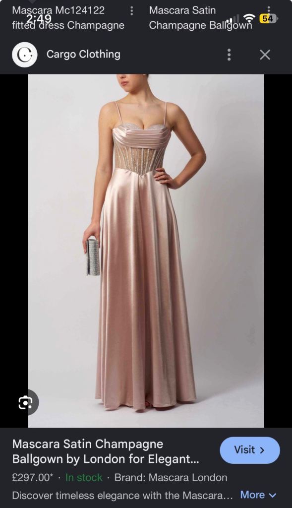 Mascara London champagne prom dress